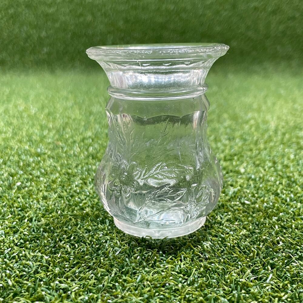 Vintage Clear Pressed Glass Toothpick Bud Vase Mini Votive Candle Holder - Picture 3 of 9